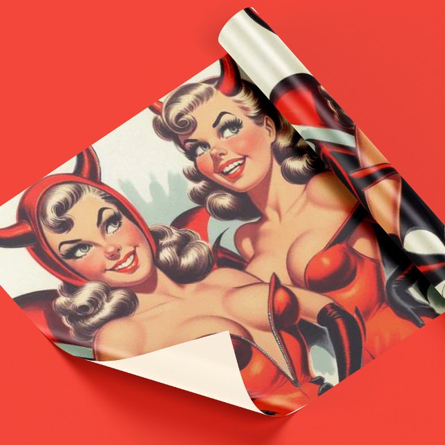 Vintage Djävulen Girls Illustration Presentpapper (Skapare uppladdad)
