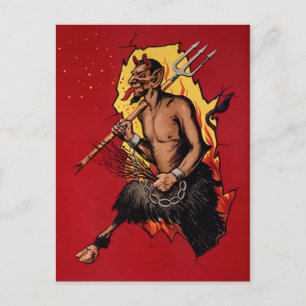 Vintage Djävulen Krampus Vykort