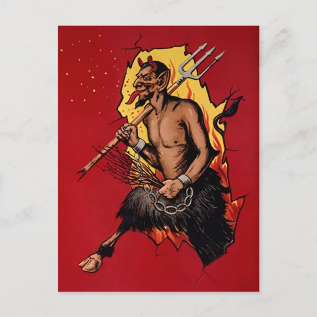 Vintage Djävulen Krampus Vykort (Framsida)