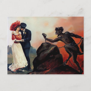 Vintage Djävulen Valentines day Vykort
