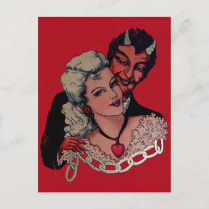 Vintage Djävulen Valentines day Vykort