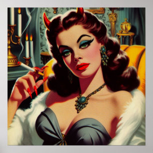 Vintage Djävulen Woman Poster