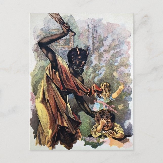 Vintage Djävulens Bestraffande Barn Vykort (Framsida)