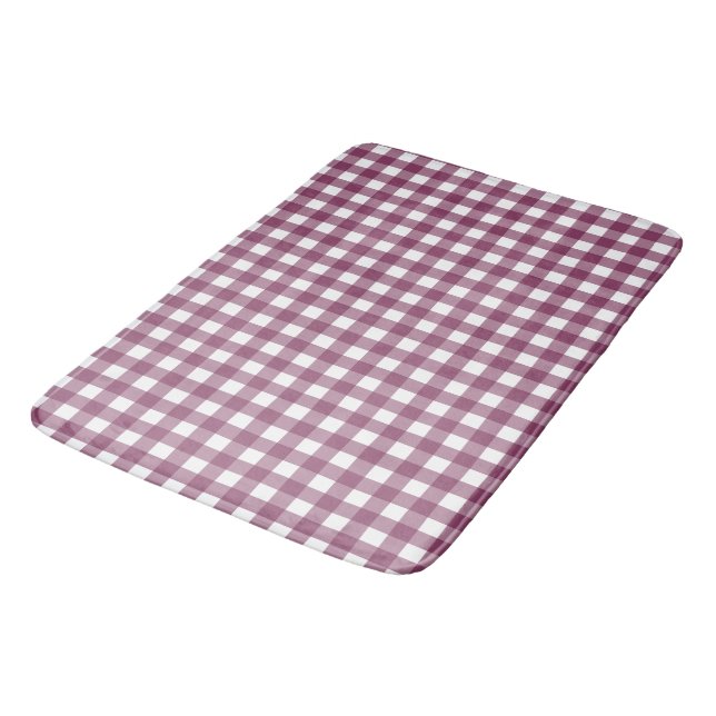 Vintage Djup Rosa Check Gingham Mönster Badrumsmatta (Vinklad)