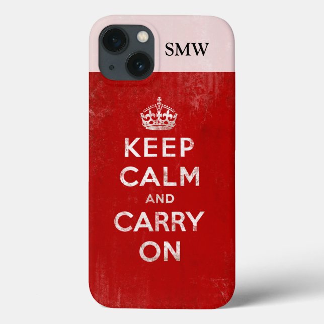 Vintage djupröd slitna Keep Calm and Carry On (Baksida)