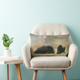 Vintage Djur, Grizzlybjörnar av Albert Bierstadt Lumbarkudde