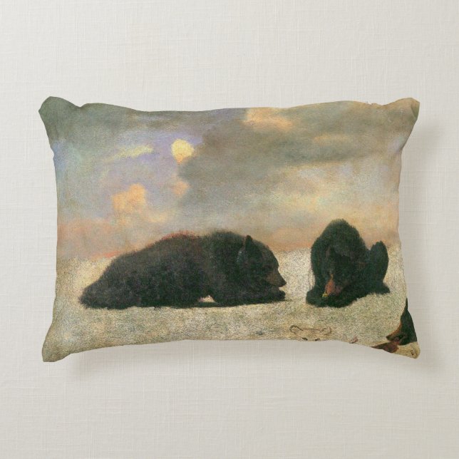 Vintage Djur, Grizzlybjörnar av Albert Bierstadt Prydnadskudde (Framsidan)