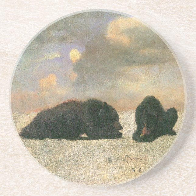 Vintage Djur, Grizzlybjörnar av Albert Bierstadt Underlägg (Framsidan)