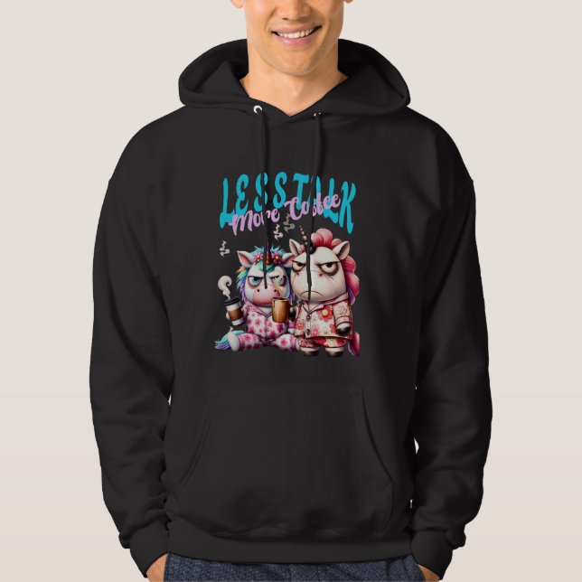 Vintage Djur mindre pratar mer kaffe Hoodie (Framsida)