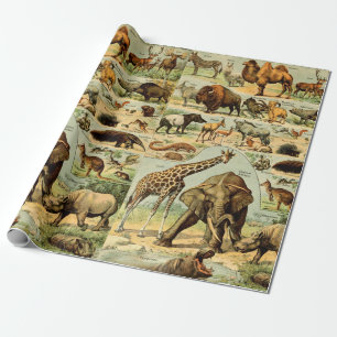 Vintage djurtryck afrikanskt vildliv presentpapper