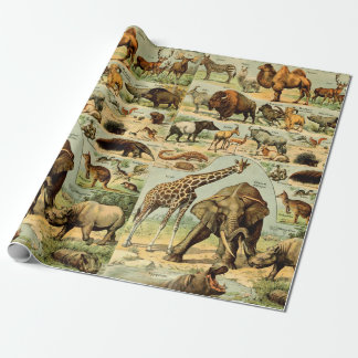 Vintage djurtryck afrikanskt vildliv presentpapper