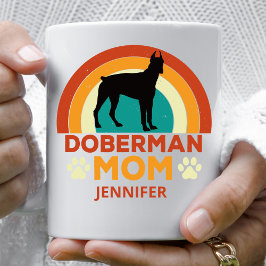 Vintage Doberman Hund Mamma Sunset Personlig Kaffemugg