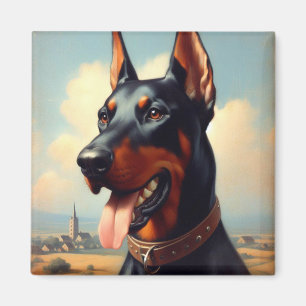 Vintage Doberman Painting Magnet