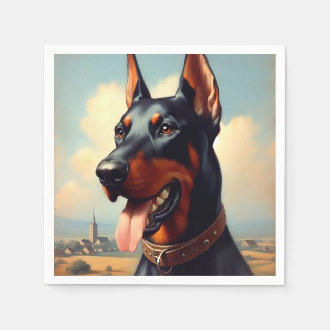 Vintage Doberman Painting Pappersservett (Framsidan)