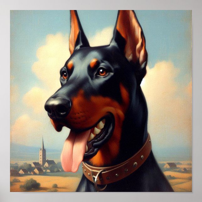 Vintage Doberman Painting Poster (Framsidan)