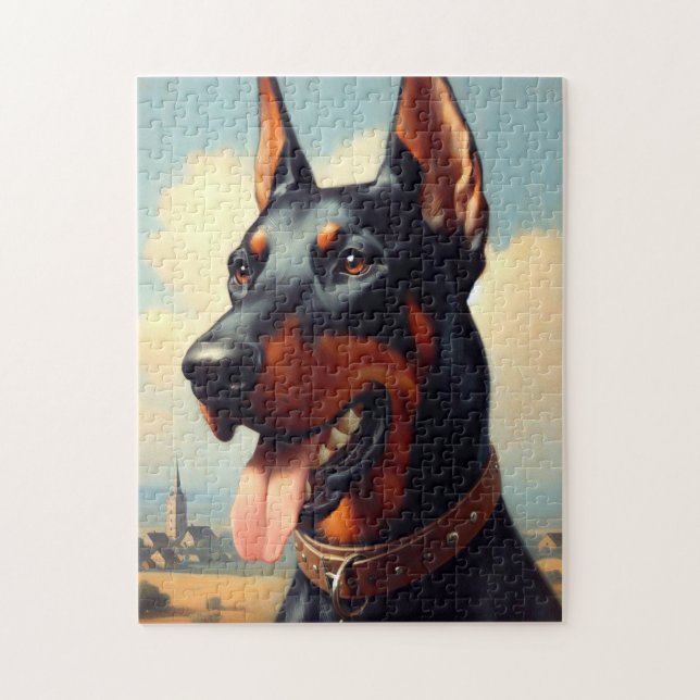Vintage Doberman Painting Pussel (Vertikal)