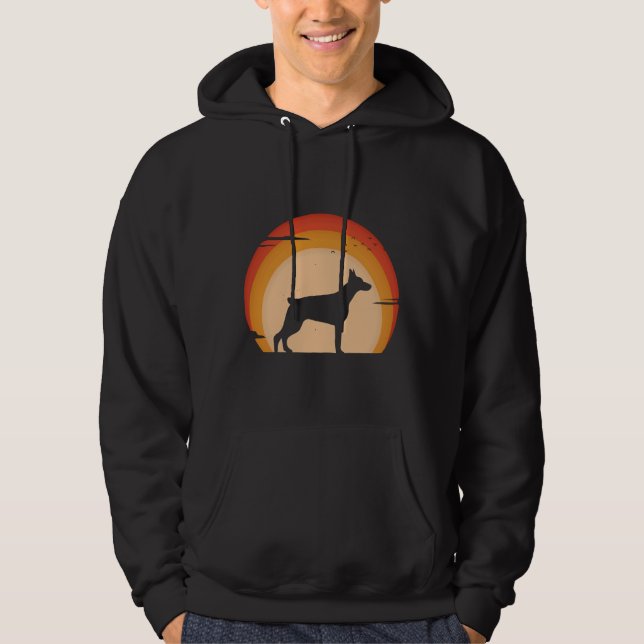 Vintage Doberman Sunset 99 Hoodie (Framsida)