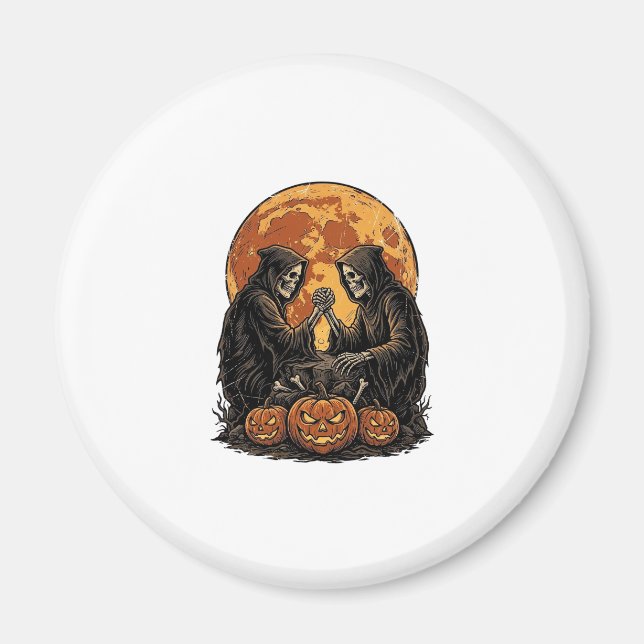 Vintage Döden Halloween Pumpa Vektor Design Magnet (Framsidan)