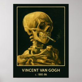 Vintage Dödskalle Rökande – Unik Van Gogh Inspirat Poster