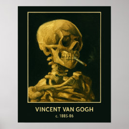 Vintage Dödskalle Rökande – Unik Van Gogh Inspirat Poster
