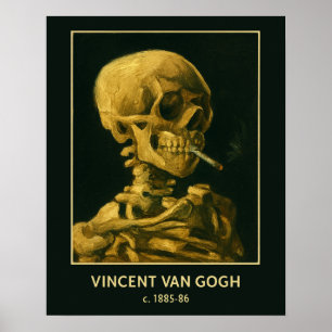 Vintage Dödskalle Rökande – Unik Van Gogh Inspirat Poster