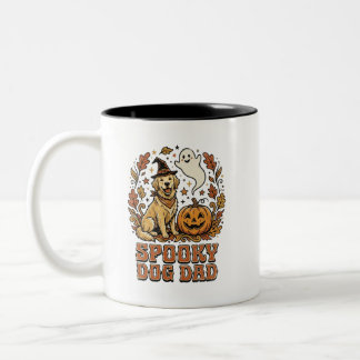 Vintage Dog Dad Halloween-grafik Två-Tonad Mugg