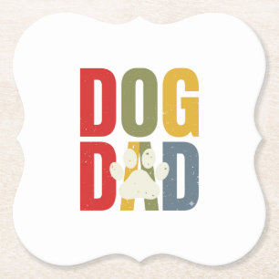 Vintage Dog Dad Tass av bakre fotavtryck Retro typ Underlägg Papper