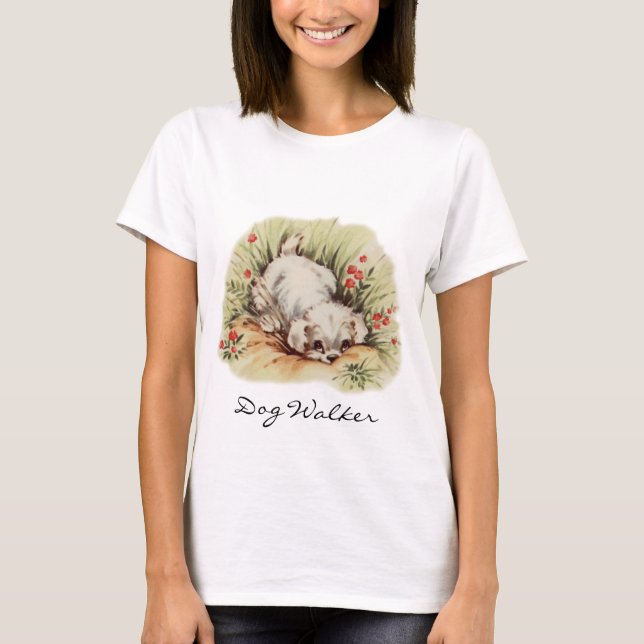 Vintage Dog Walker T-Shirt (Framsida)