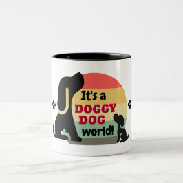 Vintage Doggy Dog World Valp Två-Tonad Mugg