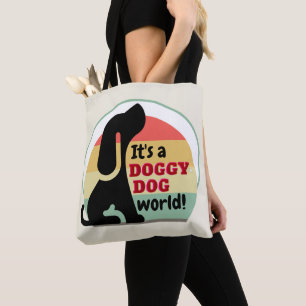 Vintage Doggy Hund World Tygkasse