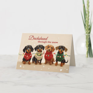 Vintage Dogs Dachshund God Jul Helgkort