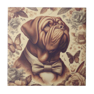 Vintage Dogue de Bordeaux Illustration Kakelplatta