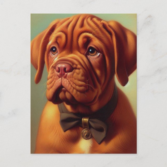 Vintage Dogue de Bordeaux Painting Vykort (Framsida)