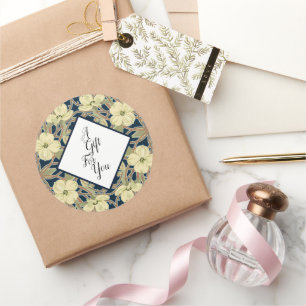 Vintage Dogwood Blommigt Sticker Runt Klistermärke
