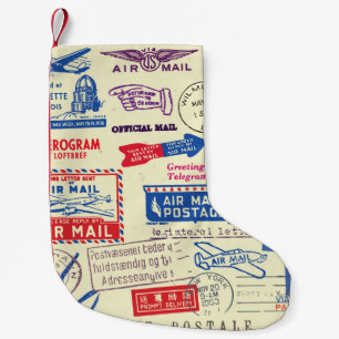 Vintage Dokumentets Frimärke-uppsättningsdesign. Liten Julstrumpa