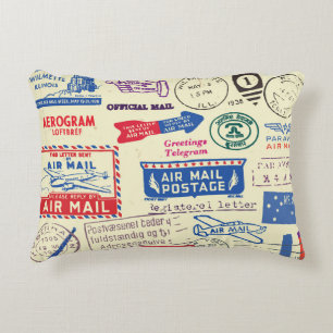 Vintage Dokumentets Frimärke-uppsättningsdesign. Prydnadskudde