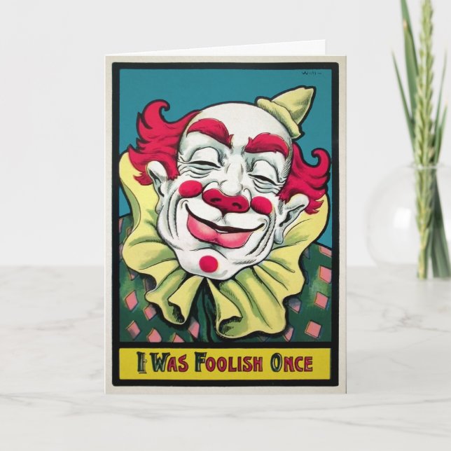 Vintage Dold Clown Birthday Card Helgkort (Framsida)