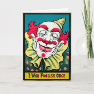 Vintage Dold Clown Birthday Card Helgkort