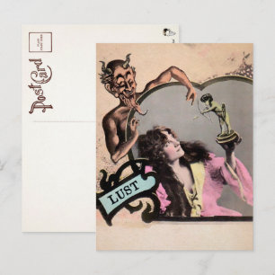 Vintage Dold Sin Lust-vykort Vykort