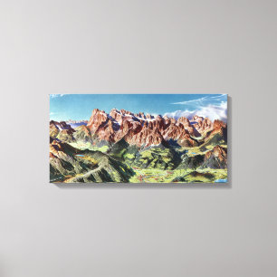 Vintage Dolomites Italien Relief Karta Canvastryck