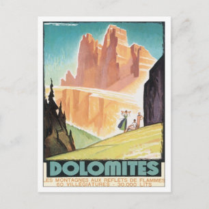 Vintage Dolomites Mountain Vykort