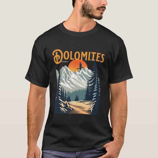 Vintage Dolomites Souvenir Hiking T Shirt (Framsida)