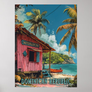 Vintage Dominikanska republiken Travel Art Poster