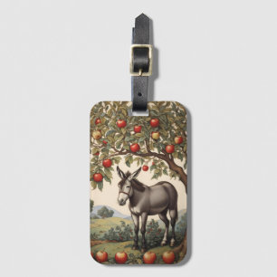 Vintage Donkey under a Apple Träd Bagagebricka