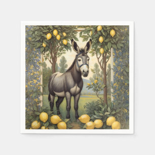 Vintage Donkey under Lemon Träd Pappersservett