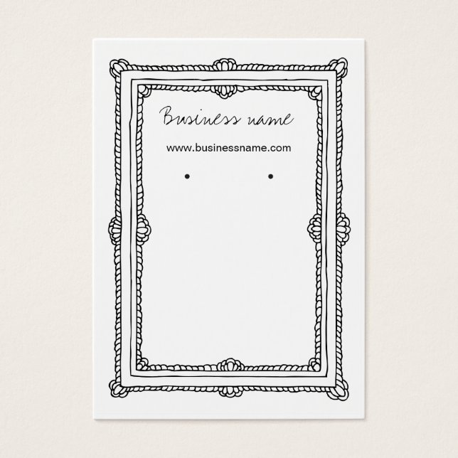 Vintage Doodle Mörk Ram Bakgrundskort Visitkort (Framsidan)