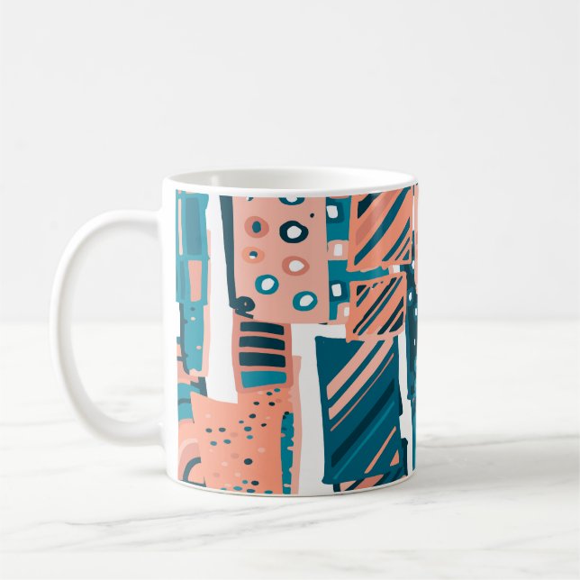 Vintage Doodle Sömlös Mönster. Kaffemugg (Vänster)