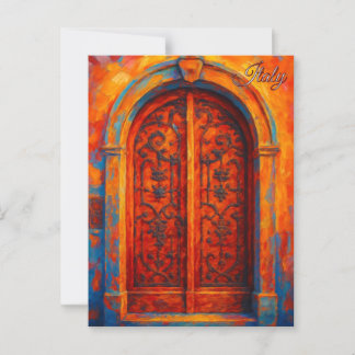 Vintage Door Bergamo Italien Retro Europe Travel Vykort
