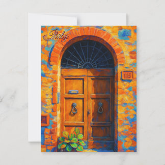 Vintage Door Tuscany Italien Retro Europe Travel Vykort