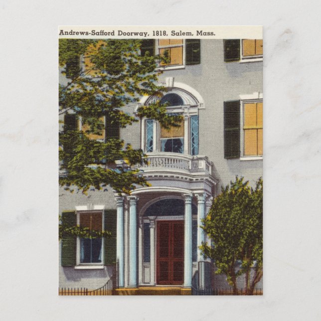 Vintage Doorway, 1818, Salem, Massachusetts Vykort (Framsida)